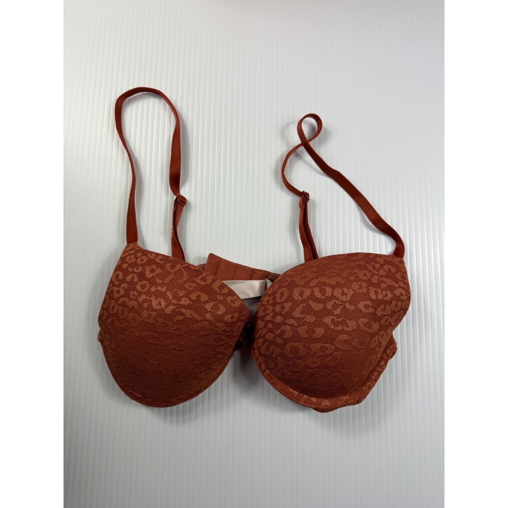 PINK Victoria's Secret Push Up Bra Leopard Print Lined‎ Demi Brown 32C